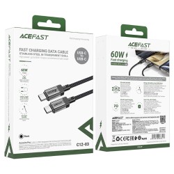 Καλώδιο Σύνδεσης Acefast C12-03  USB-C σε USB-C 60W 20V/3A Μαύρο 1.2m.