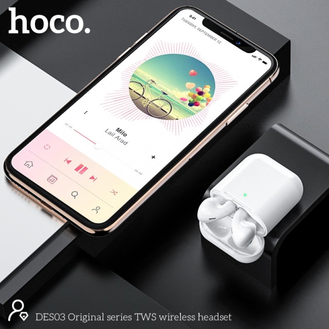 Wireless Hands Free Hoco DES03 TWS V5.0  350mAh και 3h Ώρες Λειτουργίας Λευκά