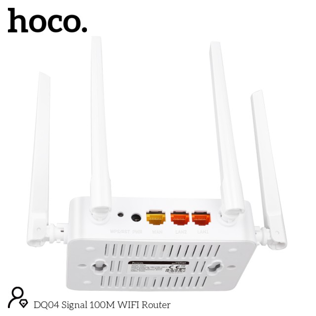 Wifi Router Hoco DQ04 300Mbps 4x5dBi 2.4GHz Λευκό