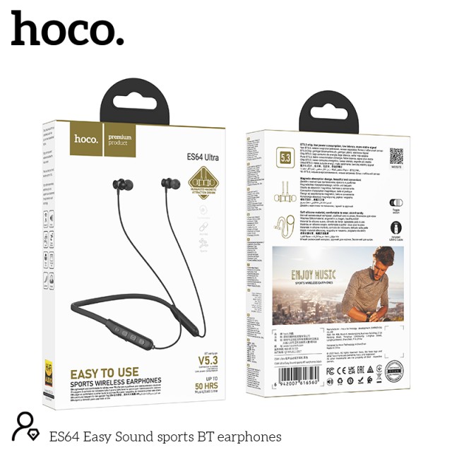 Wireless Earphones Hands Free Hoco ES64 Ultra Magnetic Hi-Fi 5.3 200mAh 50hr Διάρκεια Μαύρο