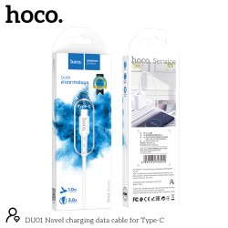 Καλώδιο σύνδεσης Hoco DU01 Novel USB σε USB-C 3.0A για Φόρτιση και Μεταφορά Δεδομένων 1m Λευκό