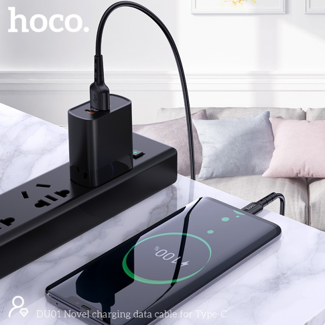 Καλώδιο σύνδεσης Hoco DU01 Novel USB σε USB-C 3.0A για Φόρτιση και Μεταφορά Δεδομένων 1m Μαύρο