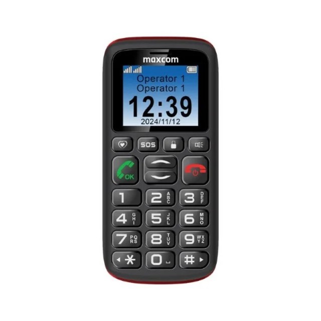 Maxcom MM428 L (Dual Sim) 1.8" με Μεγάλα Πλήκτρα, Ραδιόφωνο (Λειτουργεί χωρίς Handsfree), Φακό και Πλήκτρο Έκτακτης Ανάγκης Μαύρο