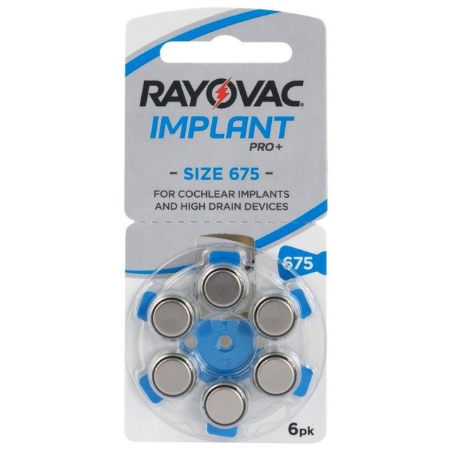 Μπαταρίες Ακουστικών Βαρηκοΐας Rayovac 675 Implant Pro 1.45V Τεμ. 6