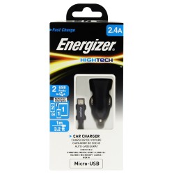 Φορτιστής Αυτοκινήτου Energizer DCA2BHMC3 2.4A με 2x USB-A και Καλώδιο Micro USB 1m Μαύρο