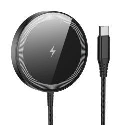 Ασύρματος Φορτιστής Hoco CQ17 Ultra 15W με Ψηφιακή Ένδειξη Φόρτισης 1.2m Μαύρος
