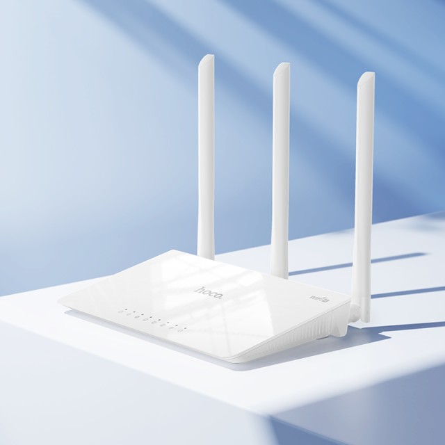Wifi Router Hoco HI30 Wifi4 300Mbps 2.4GHz 3 x 5dBi Λευκό