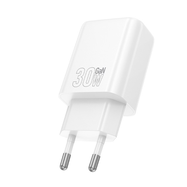 Φορτιστής Ταξιδίου Hoco N62 Gentle με 1 Εξόδο Φόρτισης USB-C Quick Charge 30W 5V 3.0A  Λευκός