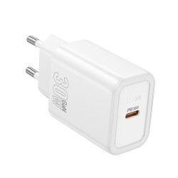 Φορτιστής Ταξιδίου Hoco N62 Gentle με 1 Εξόδο Φόρτισης USB-C Quick Charge 30W 5V 3.0A  Λευκός