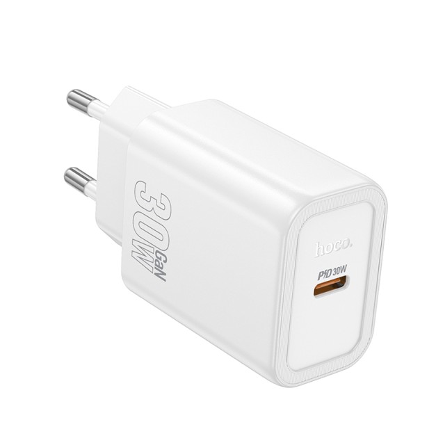 Φορτιστής Ταξιδίου Hoco N62 Gentle με 1 Εξόδο Φόρτισης USB-C Quick Charge 30W 5V 3.0A  Λευκός