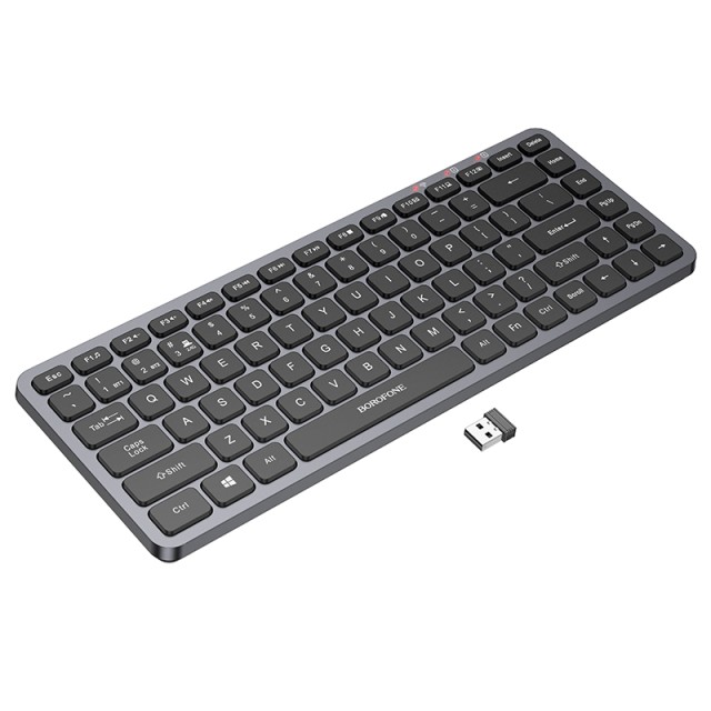 Ασύρματο Πληκτρολόγιο Borofone BG16 Cloud 84 Πλήκτρα 2.4GHz+Bluetooth 5.0 Μαύρο