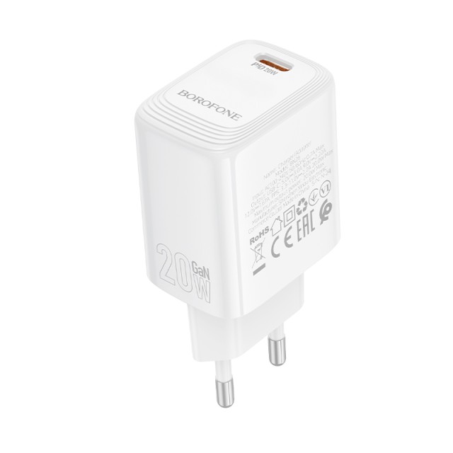 Φορτιστής Ταξιδίου Borofone BN26 Fuente USB-C 20W Λευκός
