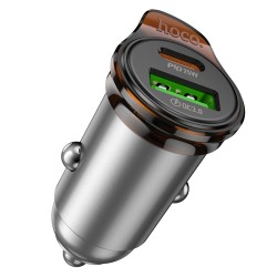 Φορτιστής Αυτοκινήτου Hoco NZ16A Rigorous USB-C+ USB-A 43W Γκρι