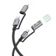 Καλώδιο σύνδεσης Hoco U138 USB-C/iP σε USB-C/Φακό 3A 1.2m Braided Μαύρο