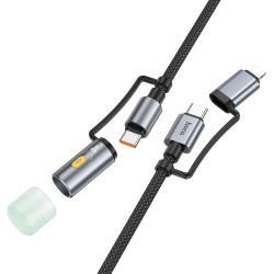 Καλώδιο σύνδεσης Hoco U138 USB-C/iP σε USB-C/Φακό 3A 1.2m Braided Μαύρο