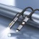 Καλώδιο σύνδεσης Hoco U138 USB-C/iP σε USB-C/Φακό 3A 1.2m Braided Μαύρο