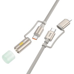 Καλώδιο σύνδεσης Hoco U138 USB-C/iP σε USB-C/Φακό 3A 1.2m Braided Γκρι