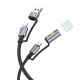 Καλώδιο σύνδεσης Hoco U138 USB-C/USB-A σε USB-C/Φακό 3A 1.2m Braided Μαύρο