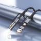 Καλώδιο σύνδεσης Hoco U138 USB-C/USB-A σε USB-C/Φακό 3A 1.2m Braided Μαύρο