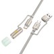 Καλώδιο σύνδεσης Hoco U138 USB-C/USB-A σε USB-C/Φακό 3A 1.2m Braided Γκρι