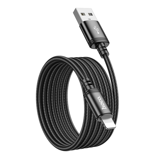 Καλώδιο σύνδεσης X89 Wind USB-A σε Lightning 2.4A Braided Μαύρο 2m