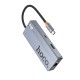 USB Hub Hoco HB51 Wow 6-in-1 USB-C σε HDTV+RJ45+PD+ 3 x USB 3.0 Γκρι 18cm