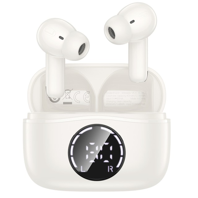 Wireless Hands Free Hoco EQ22 Singer TWS V5.4 400mAh με 7 Ώρες Λειτουργίας και Εναλλαγή Master/Slave Λευκά