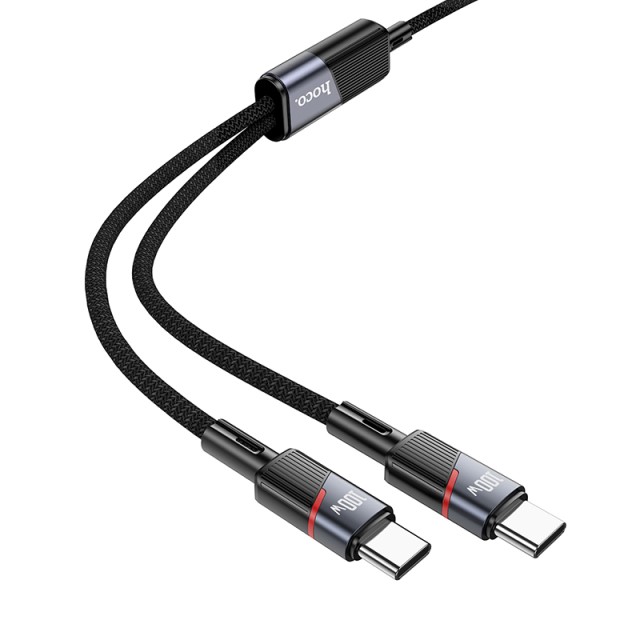 Καλώδιο Σύνδεσης Hoco U139  USB-C σε 2 x USB-C 100W 20V/5A Μαύρο 1.2m.