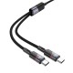 Καλώδιο Σύνδεσης Hoco U139  USB-C σε 2 x USB-C 100W 20V/5A Μαύρο 1.2m.