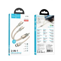 Καλώδιο Σύνδεσης Hoco U139  USB-C σε 2 x USB-C 100W 20V/5A Χρυσό 1.2m.