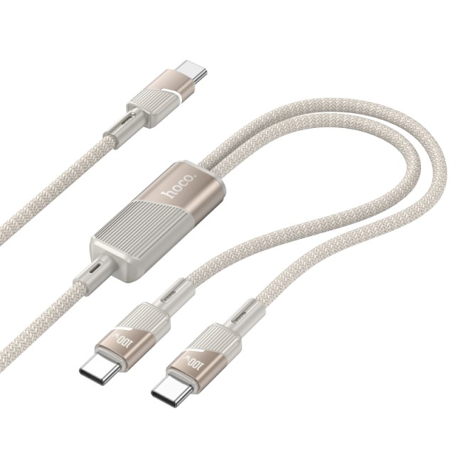 Καλώδιο Σύνδεσης Hoco U139  USB-C σε 2 x USB-C 100W 20V/5A Χρυσό 1.2m.