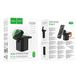 Επιτραπέζια Βάση Ασύρματης Φόρτισης Hoco CQ20 Clever 3-in-1 15W 3A για Φόρτιση Τριών Συσκευών  Μαύρη