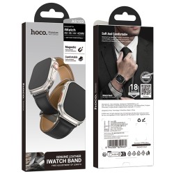 Λουράκι Hoco AS103 Knight 42/44/45/49mm για Apple Watch Δερμάτινο Μαύρο