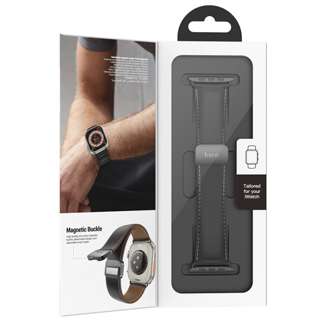 Λουράκι Hoco AS103 Knight 42/44/45/49mm για Apple Watch Δερμάτινο Μαύρο