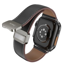 Λουράκι Hoco AS103 Knight 42/44/45/49mm για Apple Watch Δερμάτινο Μαύρο