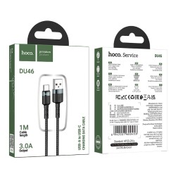 Καλώδιο σύνδεσης Hoco DU46 USB-A σε USB-C για Γρήγορη Φόρτιση και Μεταφορά Δεδομένων Μαύρο 1m