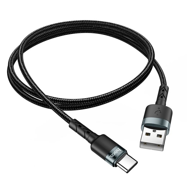Καλώδιο σύνδεσης Hoco DU46 USB-A σε USB-C για Γρήγορη Φόρτιση και Μεταφορά Δεδομένων Μαύρο 1m