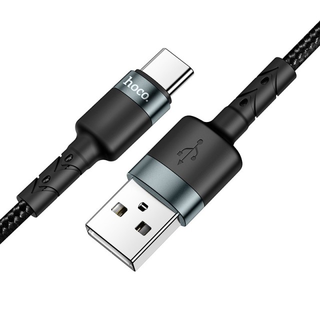 Καλώδιο σύνδεσης Hoco DU46 USB-A σε USB-C για Γρήγορη Φόρτιση και Μεταφορά Δεδομένων Μαύρο 1m