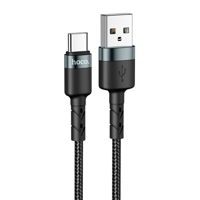 Καλώδιο σύνδεσης Hoco DU46 USB-A σε USB-C για Γρήγορη Φόρτιση και Μεταφορά Δεδομένων Μαύρο 1m