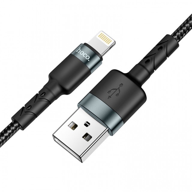 Καλώδιο σύνδεσης Hoco DU46 USB-A σε Lightning για Γρήγορη Φόρτιση και Μεταφορά Δεδομένων Μαύρο 1m