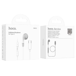 Hands Free Hoco DM53 Unilateral Earphones Stereo USB-C  με Μικρόφωνο και Πλήκτρο Λειτουργίας 1.2m Λευκά Συμβατό με όλες τις Συσκευές