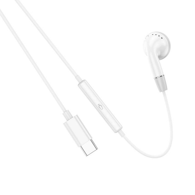 Hands Free Hoco DM53 Unilateral Earphones Stereo USB-C  με Μικρόφωνο και Πλήκτρο Λειτουργίας 1.2m Λευκά Συμβατό με όλες τις Συσκευές