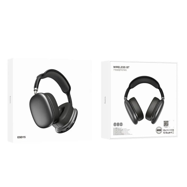 Wireless Ακουστικά Stereo Hoco ESD15 Max Shadow V5.3 400mAh με υποδοχή Micro SD, Μικρόφωνο και AUX Γκρι