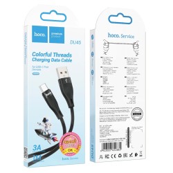 Καλώδιο σύνδεσης Hoco DU45 Sturdy USB-A σε USB-C 3.0A για Γρήγορη Φόρτιση και Μεταφορά Δεδομένων Μαύρο 1m