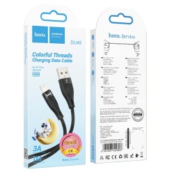 Καλώδιο σύνδεσης Hoco DU45 Sturdy USB-A σε Lightning για Γρήγορη Φόρτιση και Μεταφορά Δεδομένων Μαύρο 1m