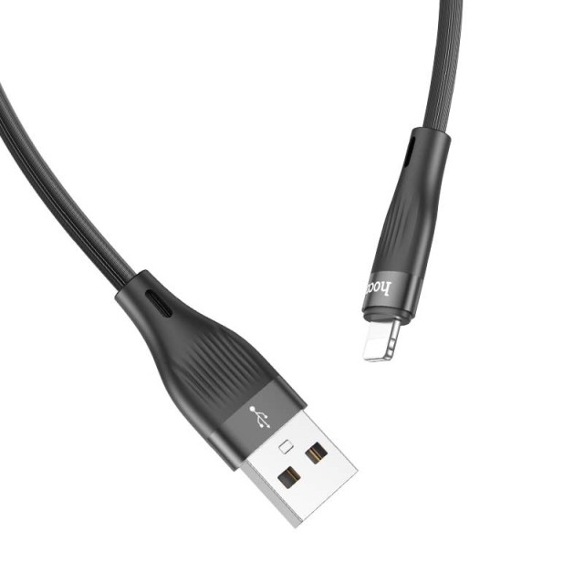 Καλώδιο σύνδεσης Hoco DU45 Sturdy USB-A σε Lightning για Γρήγορη Φόρτιση και Μεταφορά Δεδομένων Μαύρο 1m