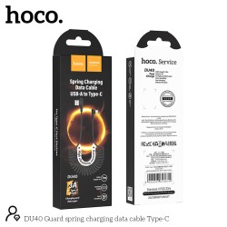 Καλώδιο σύνδεσης Hoco DU40 Guard USB σε USB-C 3A Spring Braided Cable  Μαύρο 0.45-1m