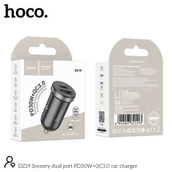 Φορτιστής Αυτοκινήτου Hoco DZ19 Scenery Dual Port USB-A και USB-C 30W 5V3A Μαύρος