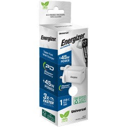 Φορτιστής Ταξιδίου Energizer Fast Charge με USB-C 45W Λευκός με UK Plug