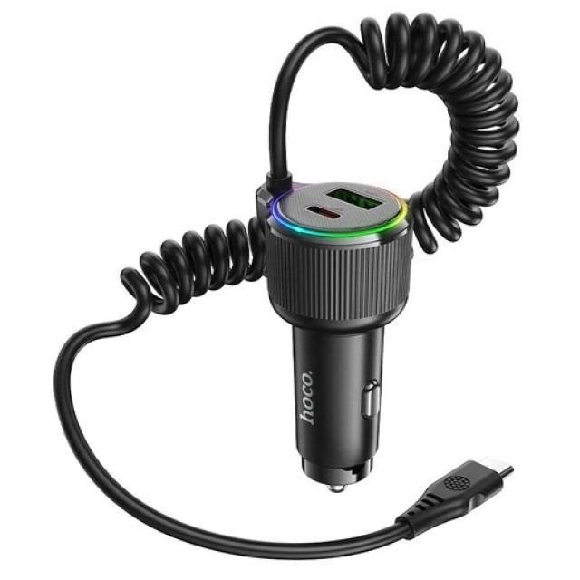 Φορτιστής Αυτοκινήτου Hoco NZ17A Avant-garde 1xUSB-A και 2xUSB-C 50W PD+QC με Καλώδιο Type-C Black